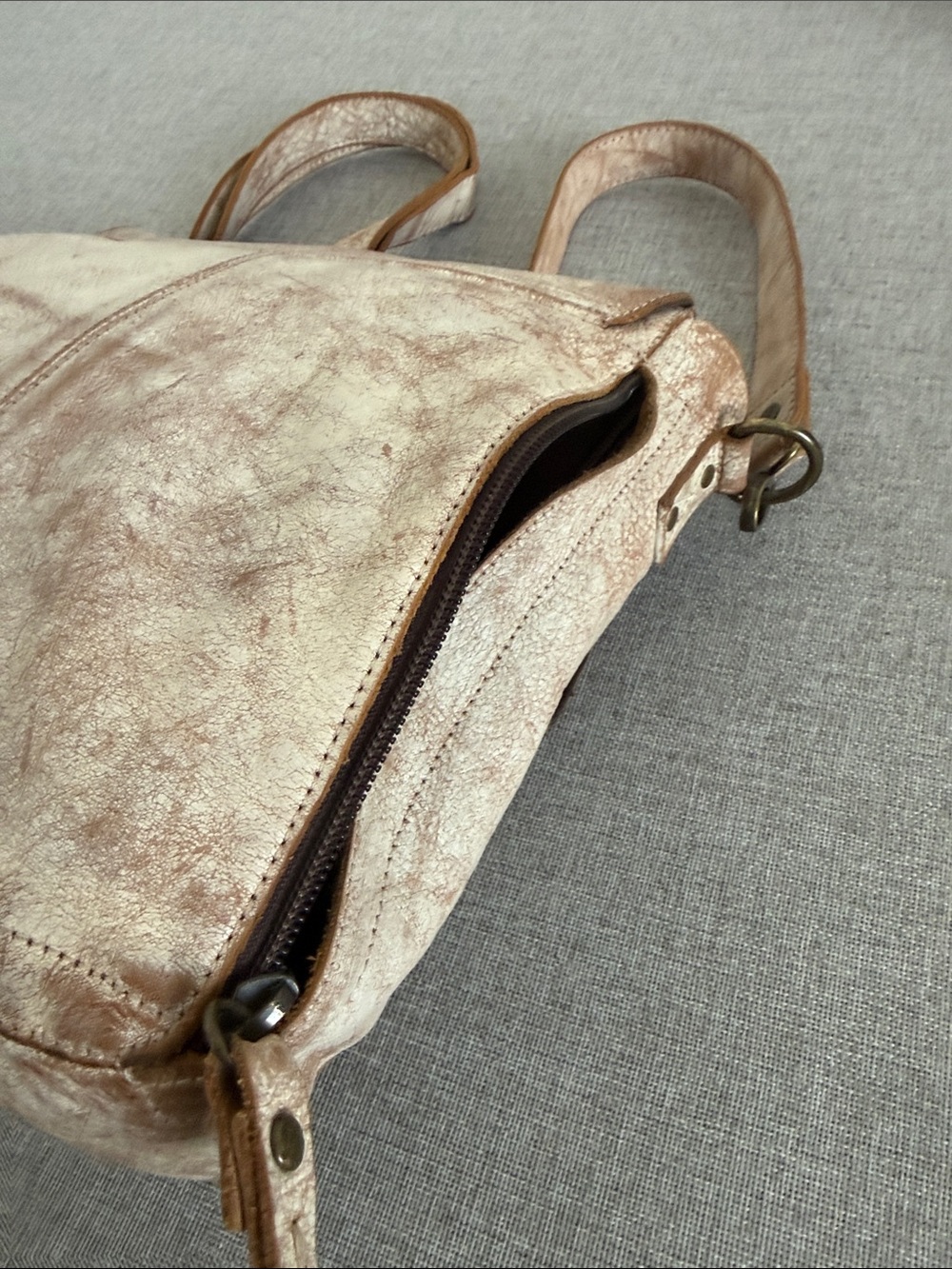 Distressed White Crossbody Bag with Buckle Flap - Picture 5 of 15